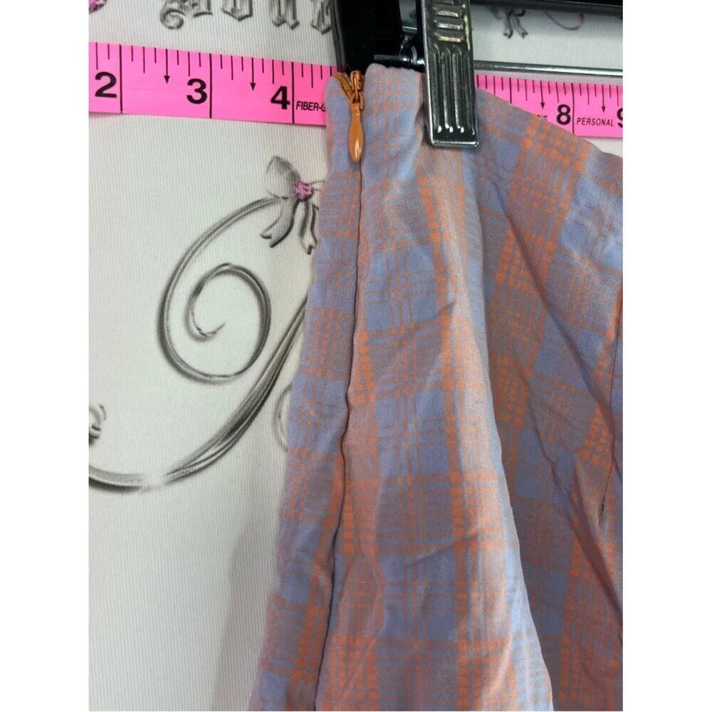 SHEIN skirt checkered orange Pastel Peach & Light Blue lilac Plaid Mini Skirt